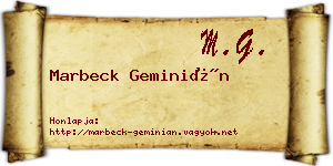 Marbeck Geminián névjegykártya